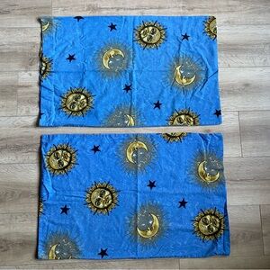 Vintage sun moon pillow cases set of 2 celestial  stars 100% cotton